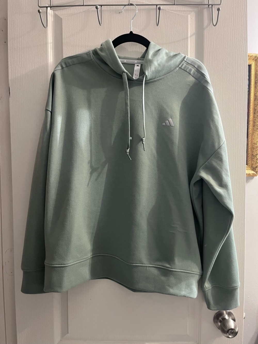 adidas Sage Green Pullover Hoodie with Minimal Logo